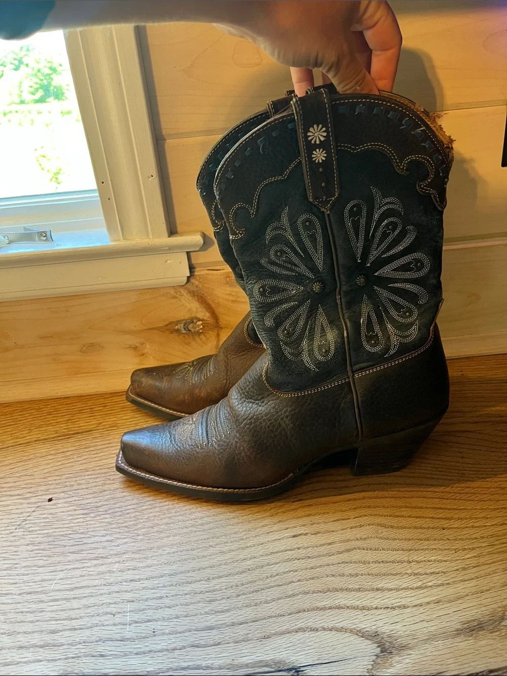 Ariat Round Up ATS Daisy Leather Square Toe Cowboy Boots women’s size 8.5 B - Picture 3 of 4